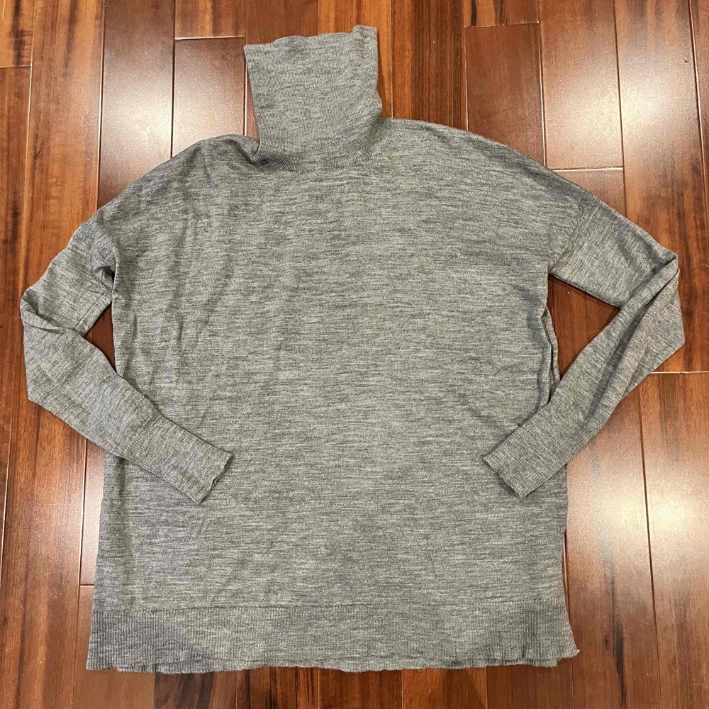 J.Crew Gray Merino Wool Sweater Turtleneck Long Sleeve Top Knit Size Extra Small